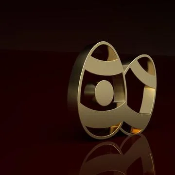 Gold Easter egg icon isolated on brown background. Happy Easter. Minimalism Stock Illustration