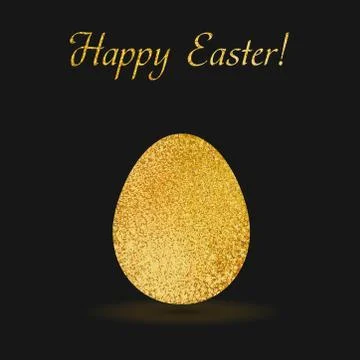 Gold easter egg sparkles on black background Stock Illustration