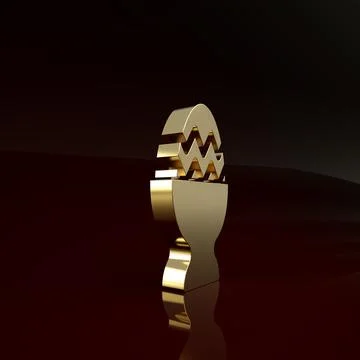Gold Easter egg on a stand icon isolated on brown background. Happy Easter. M Stock Illustration