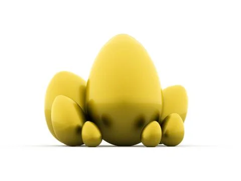 Gold easter eggs concept rendered isolated on white background Stock Illustration
