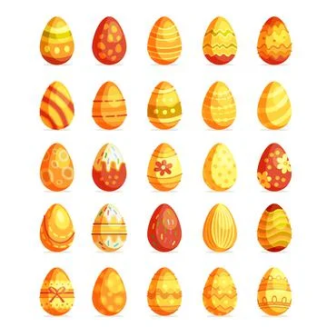 Gold easter eggs set. Egg hunt Sunday. Stock Illustration