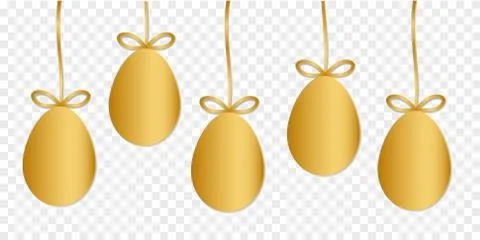 Gold easter eggs with shape isolated on transparent background. Stock Illustration