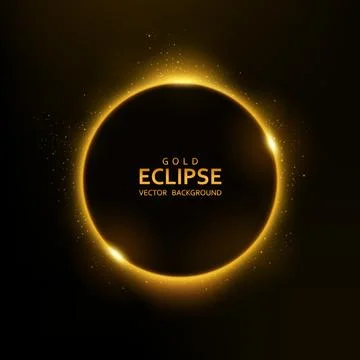 Gold Eclipse Isolated on Dark Background, Vector Illustration Illustrazione stock