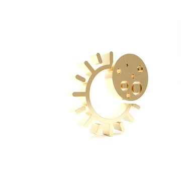 Gold Eclipse of the sun icon isolated on white background. Total sonar eclips Ilustração Stock