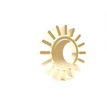 Gold Eclipse of the sun icon isolated on white background. Total sonar eclips Stock Illustration