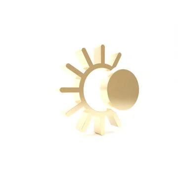 Gold Eclipse of the sun icon isolated on white background. Total sonar eclips Stock Illustration