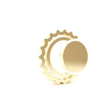 Gold Eclipse of the sun icon isolated on white background. Total sonar eclips Stock Illustration