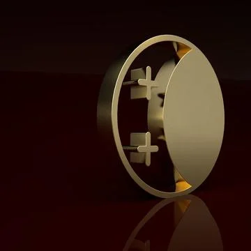 Gold Eclipse of the sun icon isolated on brown background. Total sonar eclipse Stock Illustration