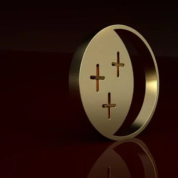 Gold Eclipse of the sun icon isolated on brown background. Total sonar eclipse Stock Illustration