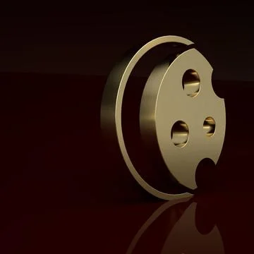 Gold Eclipse of the sun icon isolated on brown background. Total sonar eclipse Stock Illustration