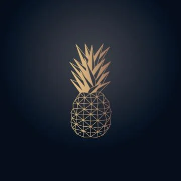 Gold effect pineapple origami vector design Иллюстрация