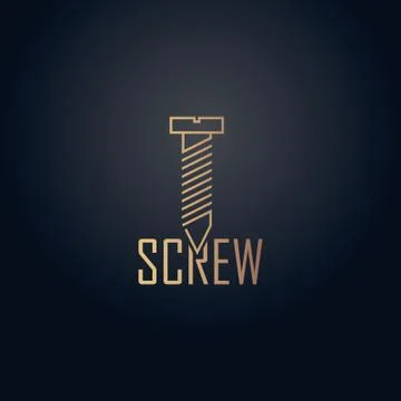 Gold effect screw vector logo design Stock Illustration