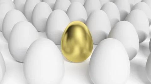 Gold egg among white eggs Stock Illustration