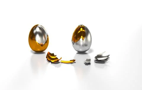 Gold egg is in the broken shell Stock Illustration