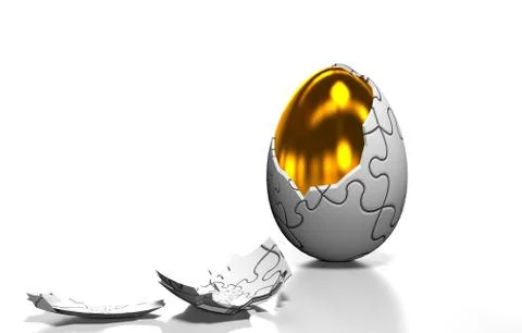 Gold egg is in the broken shell 스톡 일러스트