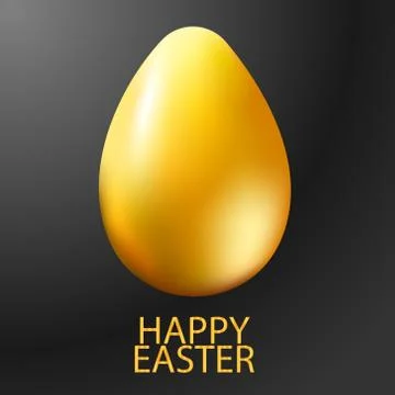 Gold egg on dark background with happy easter text. Vector illustration. Stock Illustration