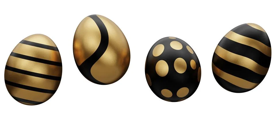Gold egg falling easter 3d render illustration Illustrazione stock