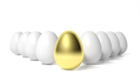 Gold egg in front of white eggs Stock Illustration