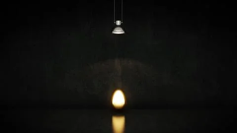 Gold egg under light. 3d rendering Stock Illustration