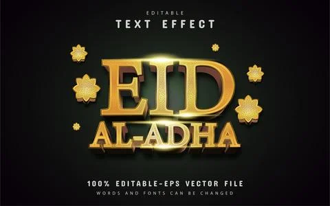 Gold eid al adha text effect Stock Illustration