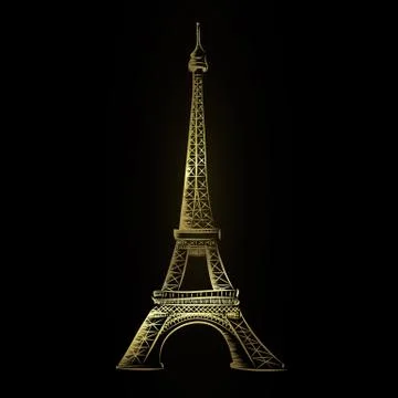 Gold eiffel tower Stock Illustration