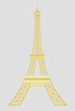 Gold Eiffel tower Paris Stock Illustration