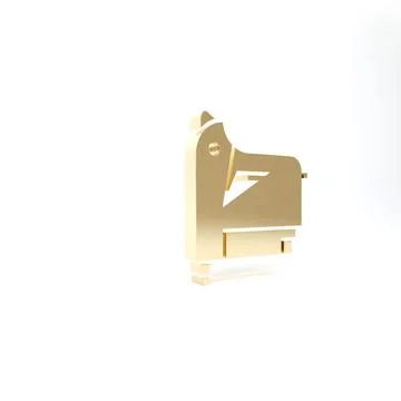Gold Electric construction stapler icon isolated on white background. Working Ilustración de archivo
