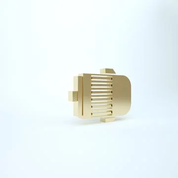 Gold Electric engine icon isolated on white background. Car alternator. 3d il Stock Illustration
