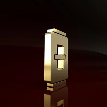Gold Electric light switch icon isolated on brown background. On and Off icon イラスト素材