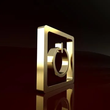 Gold Electric light switch icon isolated on brown background. On and Off icon 스톡 일러스트