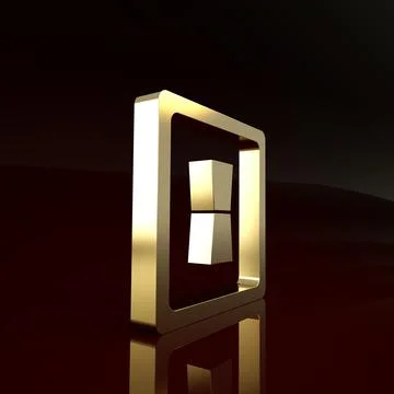Gold Electric light switch icon isolated on brown background. On and Off icon イラスト素材