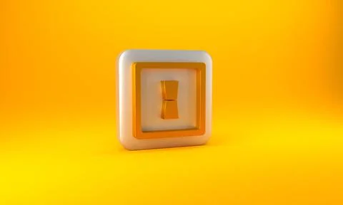 Gold Electric light switch icon isolated on yellow background. On and Off icon イラスト素材