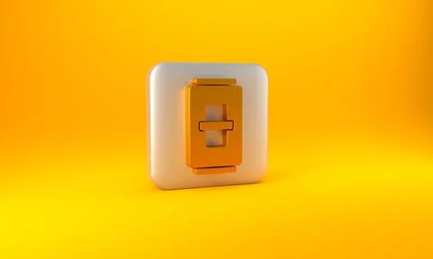 Gold Electric light switch icon isolated on yellow background. On and Off icon 스톡 일러스트