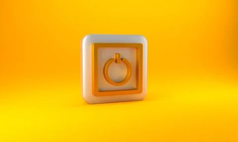 Gold Electric light switch icon isolated on yellow background. On and Off icon 스톡 일러스트