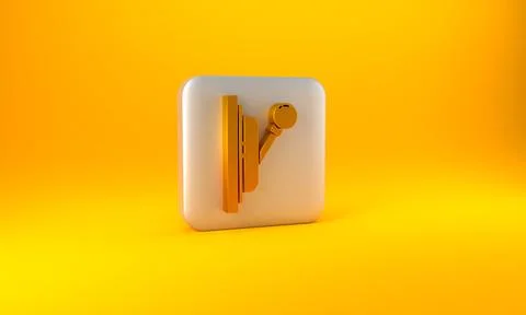Gold Electrical panel icon isolated on yellow background. Switch lever. Silver Stock Illustration