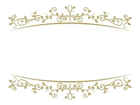 Gold elegant frame. Decorative border of plants decorated with leaves. Stock Illustration