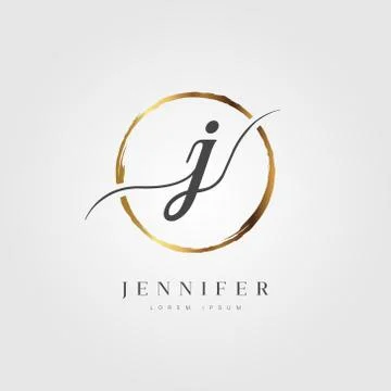 Gold Elegant Initial Letter Type J Stock Illustration