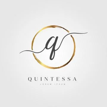 Gold Elegant Initial Letter Type Q Stock Illustration