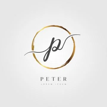 Gold Elegant Initial Letter Type P Stock Illustration