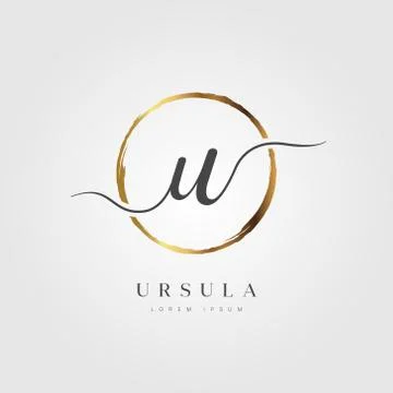 Gold Elegant Initial Letter Type U Stock Illustration