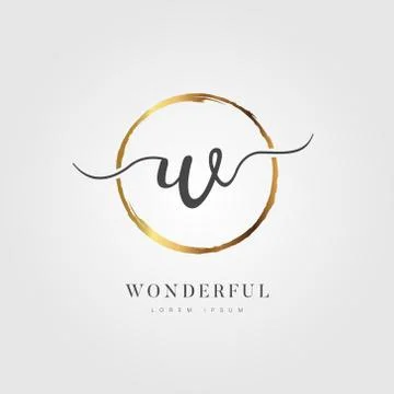 Gold Elegant Initial Letter Type W Stock Illustration