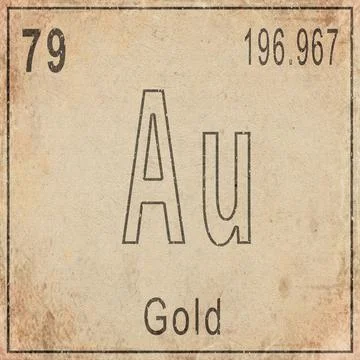 Gold Element Card from Periodic Table on Vintage Old Paper Stock Illustration