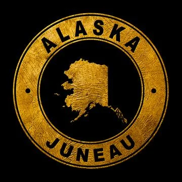 Gold Emblem of Alaska Map Stock Illustration