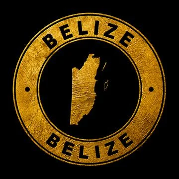 Gold Emblem of Belize Map Stock Illustration