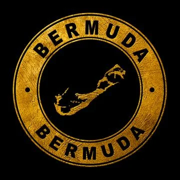 Gold Emblem of Bermuda Map Stock Illustration