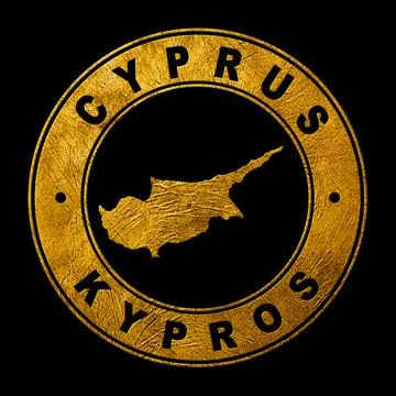 Gold Emblem of Cyprus Map Stock Illustration