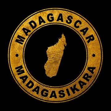 Gold Emblem of Madagascar Map Stock Illustration