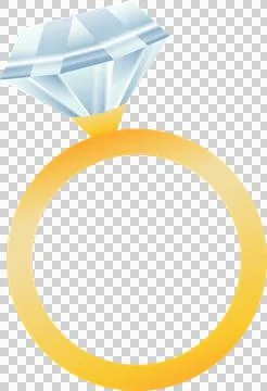 Gold engagement ring is featuring clear gemstone prong-set in digital art on Stock Illustration
