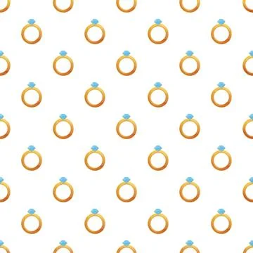 Gold engagement ring pattern on white background Stock Illustration