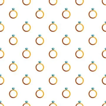 Gold engagement ring pattern on white background Stock Illustration